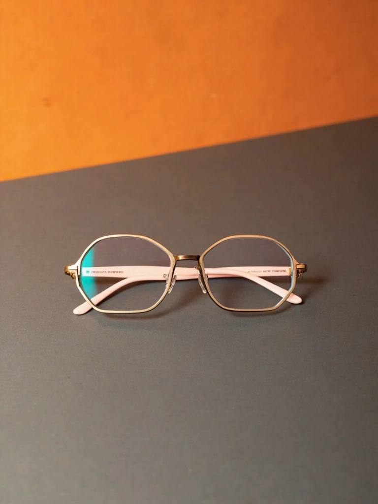 Geometric hexagonal titanium frames on slate surface
