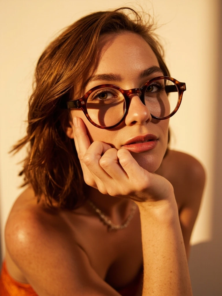 Customer scan: translucent amber round acetate frames
