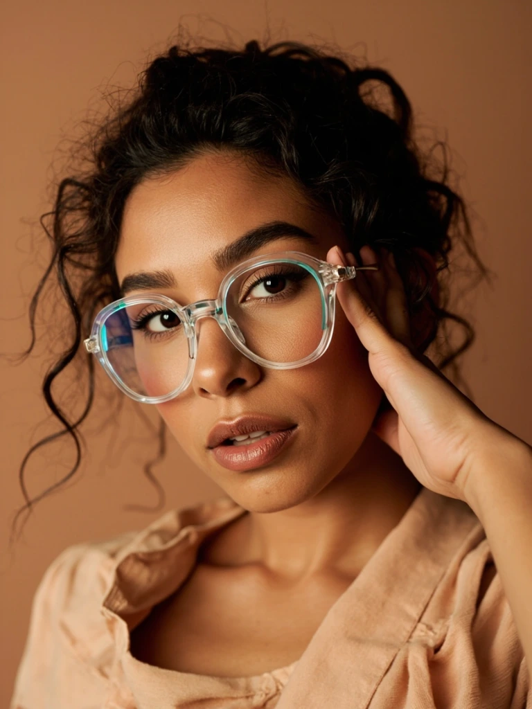Customer scan: oversized geometric clear crystal frames